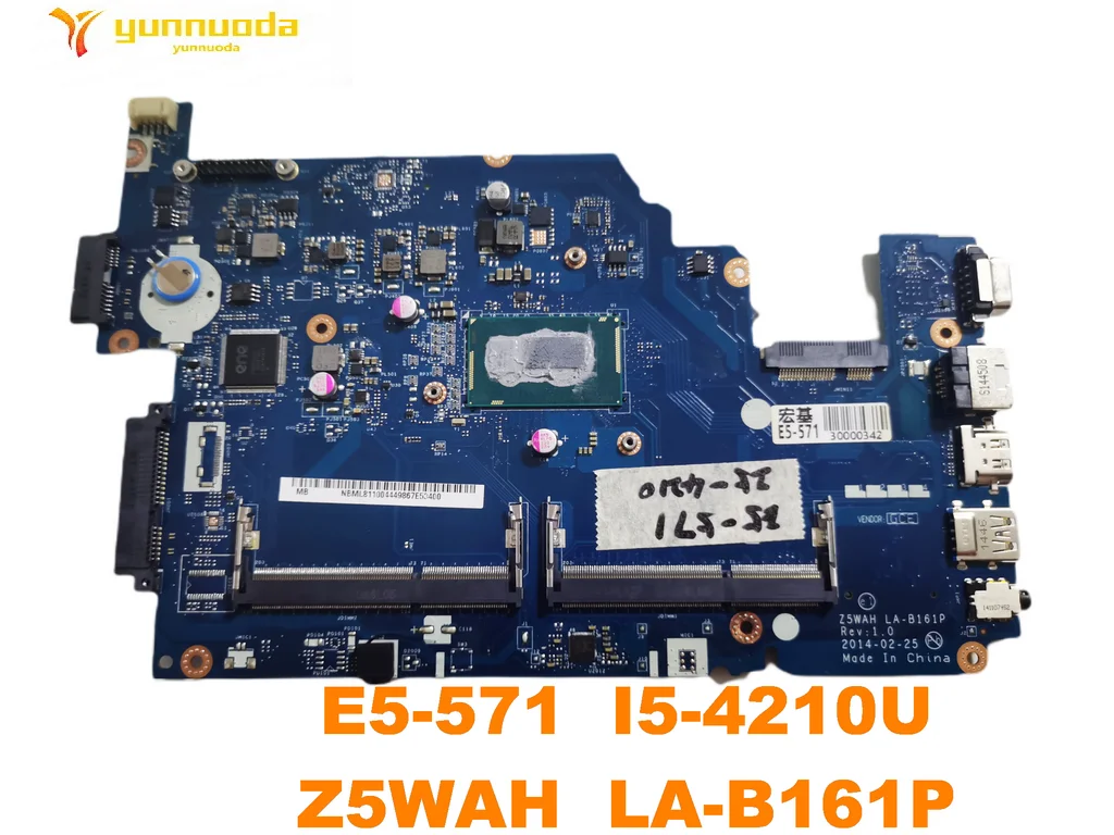 Original for ACER E5-571  Laptop  motherboard E5-571  I5-4210U  Z5WAH  LA-B161P  tested good free shipping