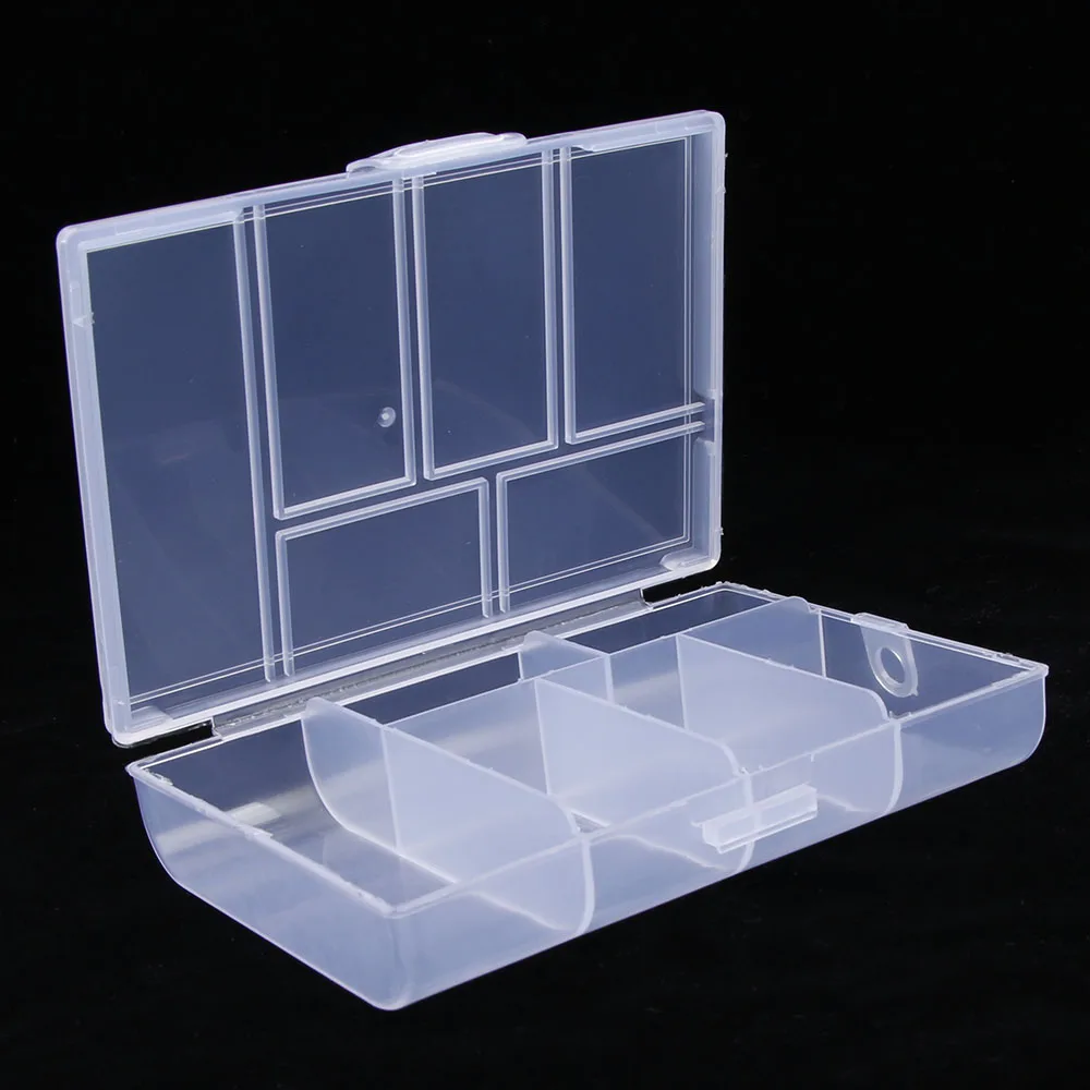 Plastic Transparent  Storage Box Clips Dispenser 6 Grid Collection Container Case For Stationery Washi Tape Coin Pill