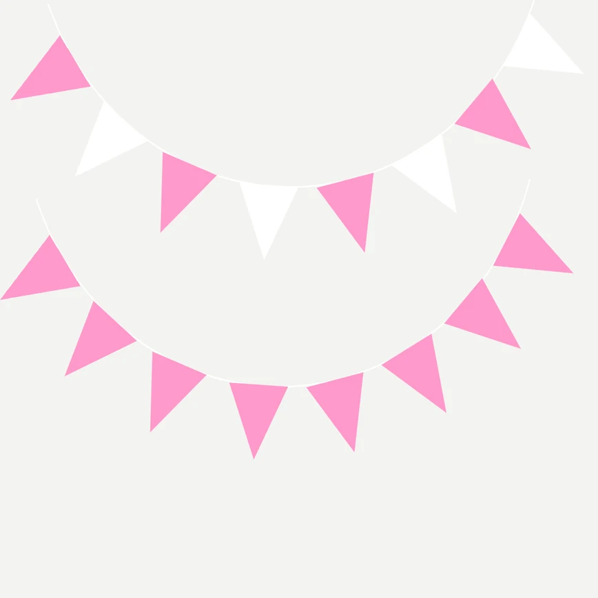 8M/16M/24M/32M  White Pink Bunting Banners Holiday Pennant Beauty Mariage Wedding Garland Flags Birthday Party Solemn Decoration