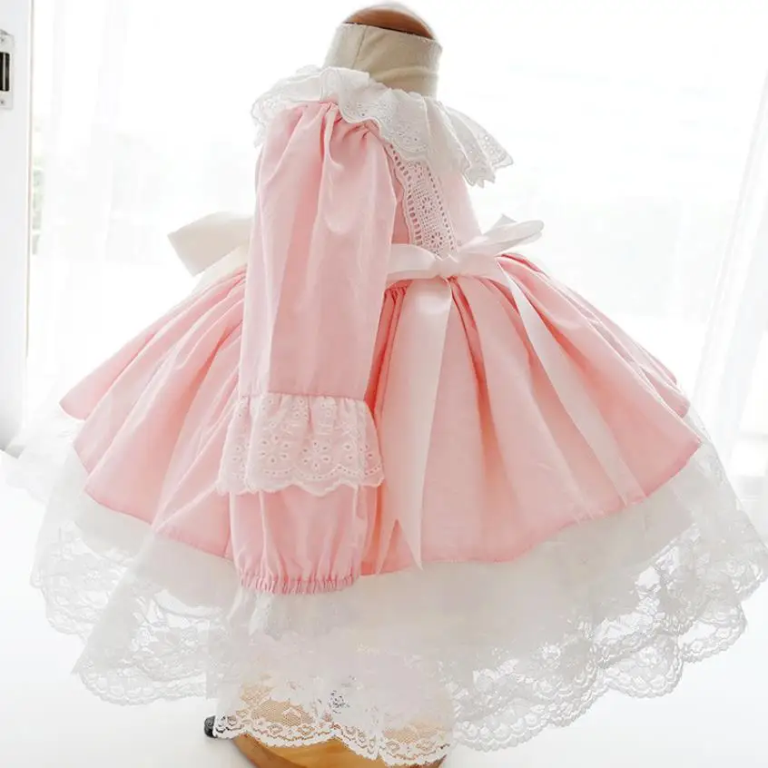 Miayii Spring Autumn Spanish Lolita Princess Dress Lace Bow Stitching Cute Ball Gown Birthday Party Easter Dress For Girls Y3734