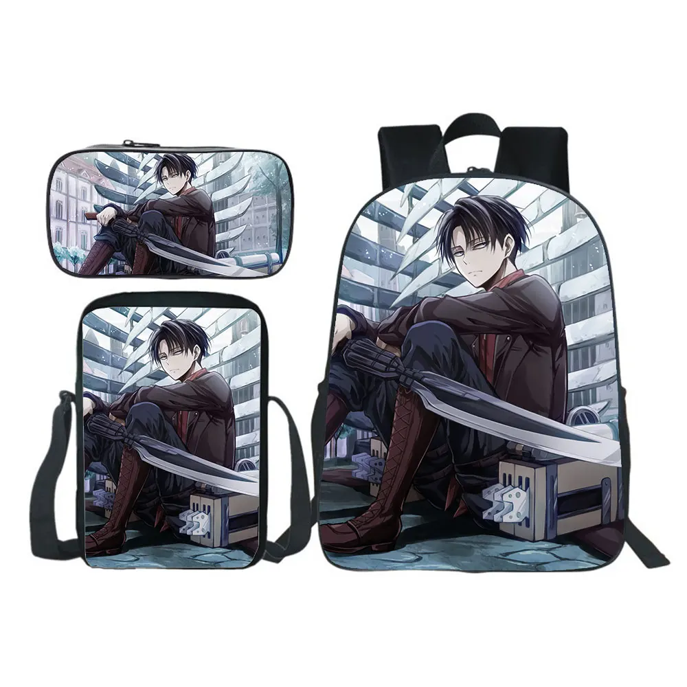 NEW Japanese Anime Attack on Titan School Bags Backpack Harajuku Boys Girls Schoolbag 3Pcs/Set Kids Bookbags Mochilas