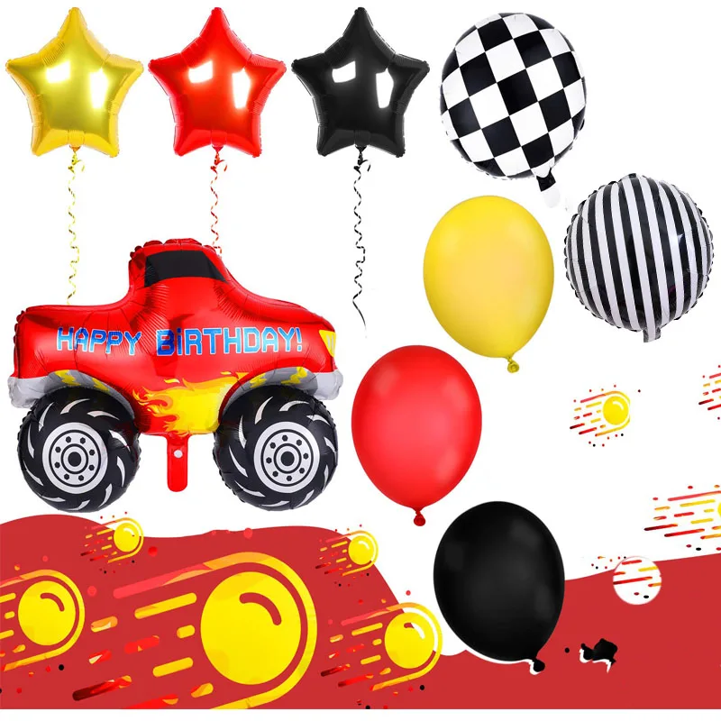 Monster Truck Rally Birthday Party Supplies Mosaic Race Star Number Balloons Decoration Kit Racing Car Birthday Baby Shower