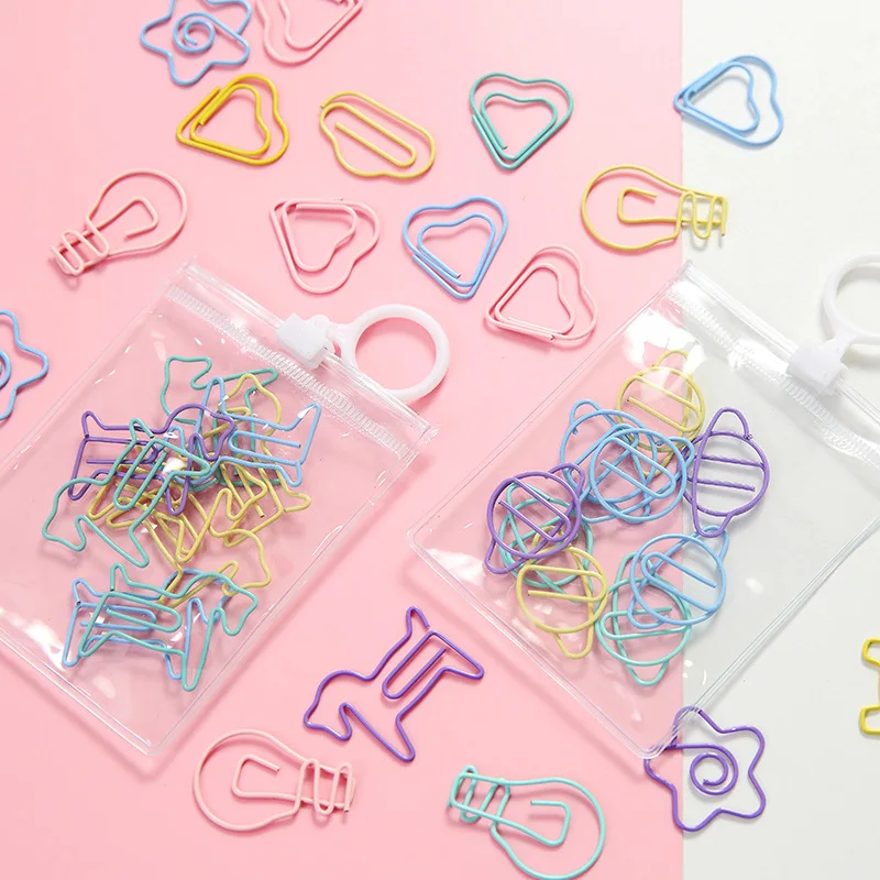 

Domikee 10 pcs/bag Korean cute kawaii office school colored paper clip bookmark set student candy memo clips stationery supplies