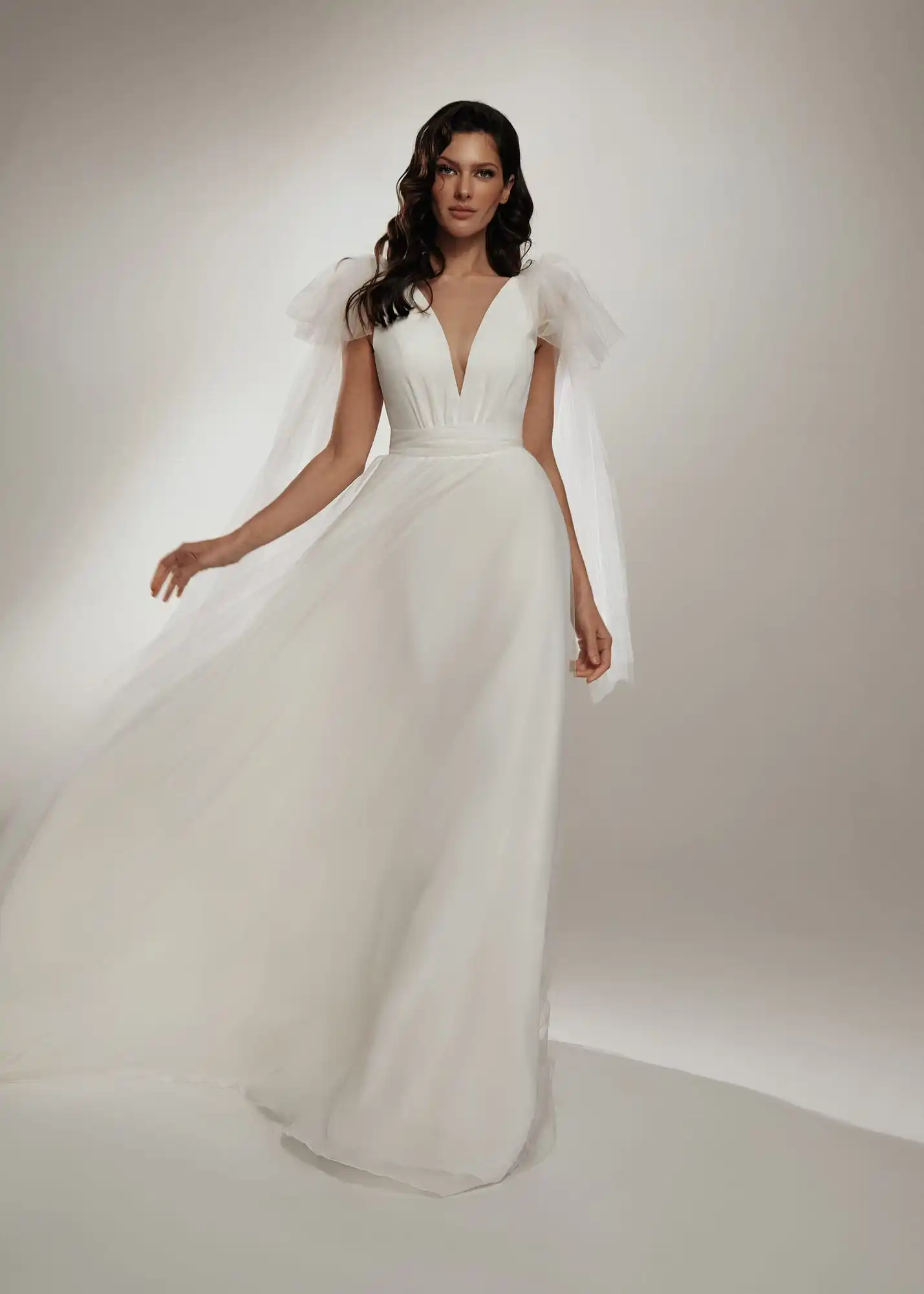 Robe de Mariée Élégante en Satin Personnalisée, Col en V, Dos aux, Grand Nministériels d, Balayage Simple, Couleur Blanche, 2025