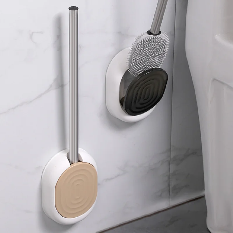 

Wall-Mounting TPR Toilet Brush Stainless Steel Or PP Handle Silicone Brush Head No Dead Angle Cleaning Tool Bathroom Accessories