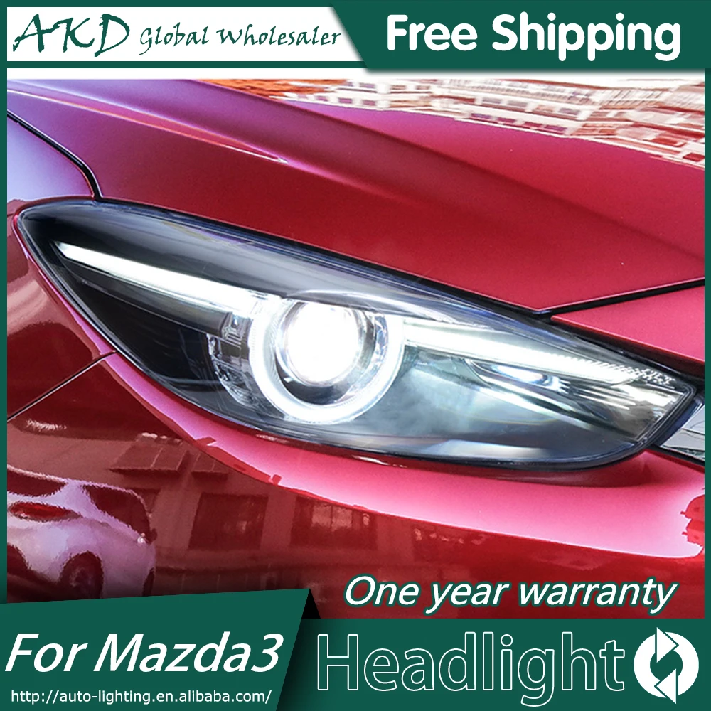 AKD Car Styling for Mazda 3 Headlights 2017-2018 New Mazda3 Axela LED Headlight Original DRL Bi Xenon Lens High Low Beam Parking