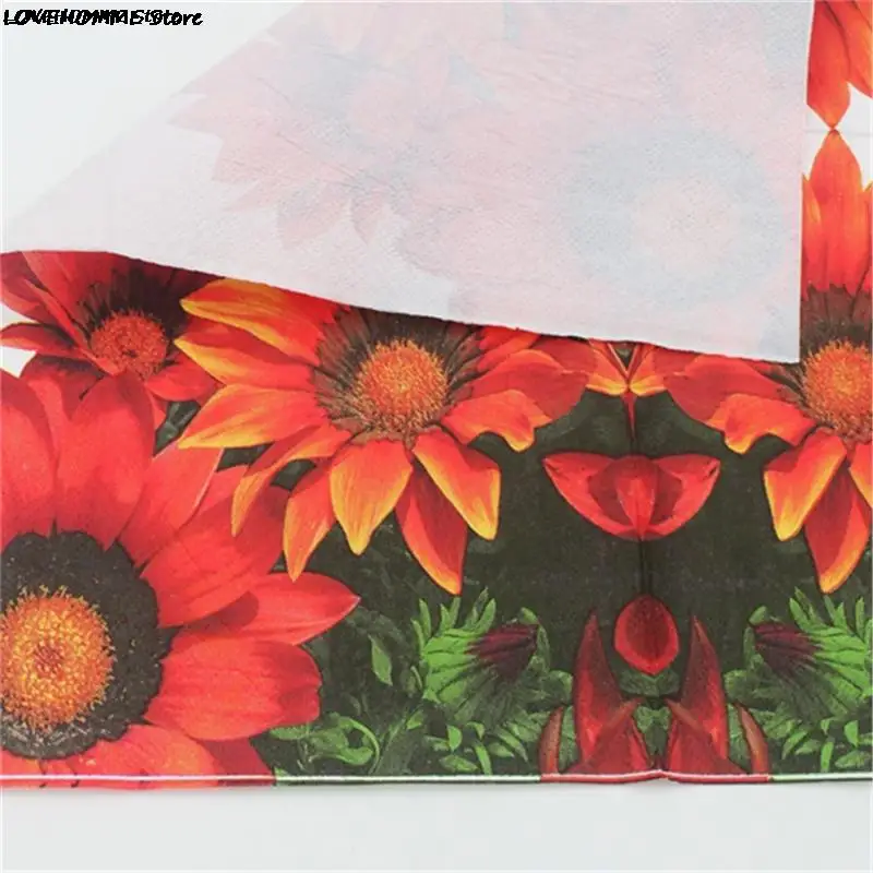 20Pcs/Pack Napkins Paper Flower Pattern Decoupage Napkin Paper Tissue for Xmas Wedding Decor Party Table Supplies Wholesale