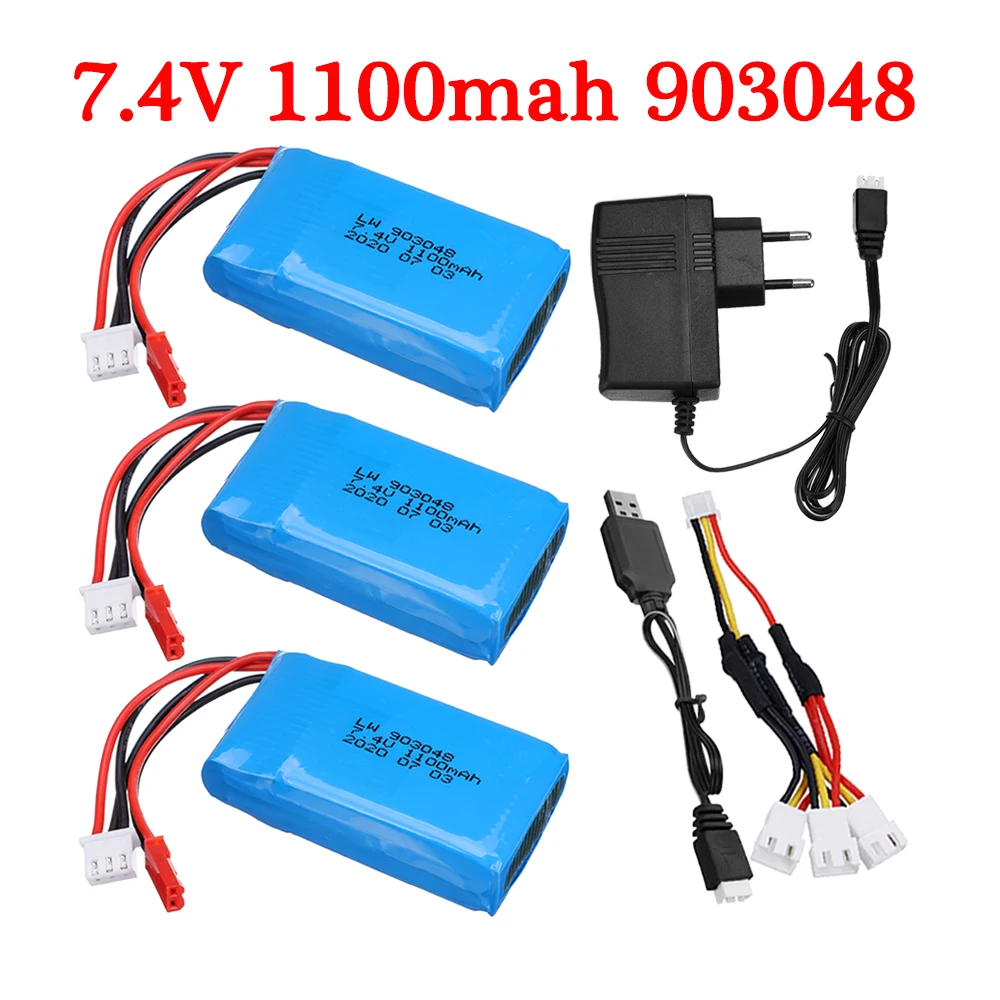 7.4V Battery for WLtoys A949 A959 A969 A979 V912 V913 V353 k929 V262 L959 T23 T55 RC car Truck battery 2S 1100mah Lipo Battery