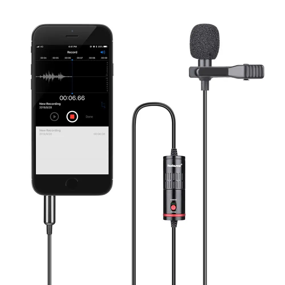 2in1 Switchable Mobile Cell Phone/DSLR Camera Camcorder Lavalier Microphone Lapel Mic for Studio Video Recording Live Streaming