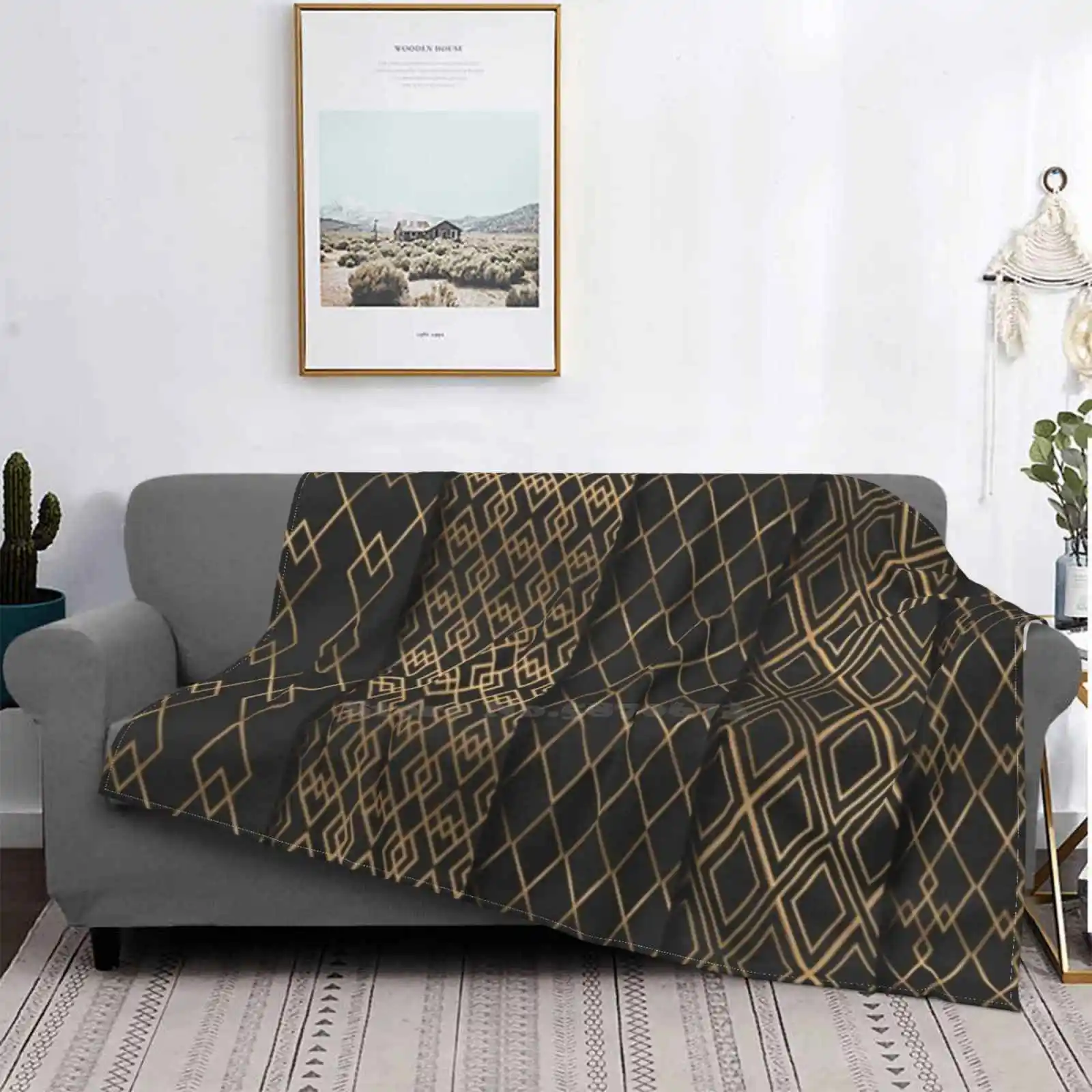 

Pattern Luxury New Selling Custom Print Flannel Soft Blanket Geometric Luxury Pattern Set