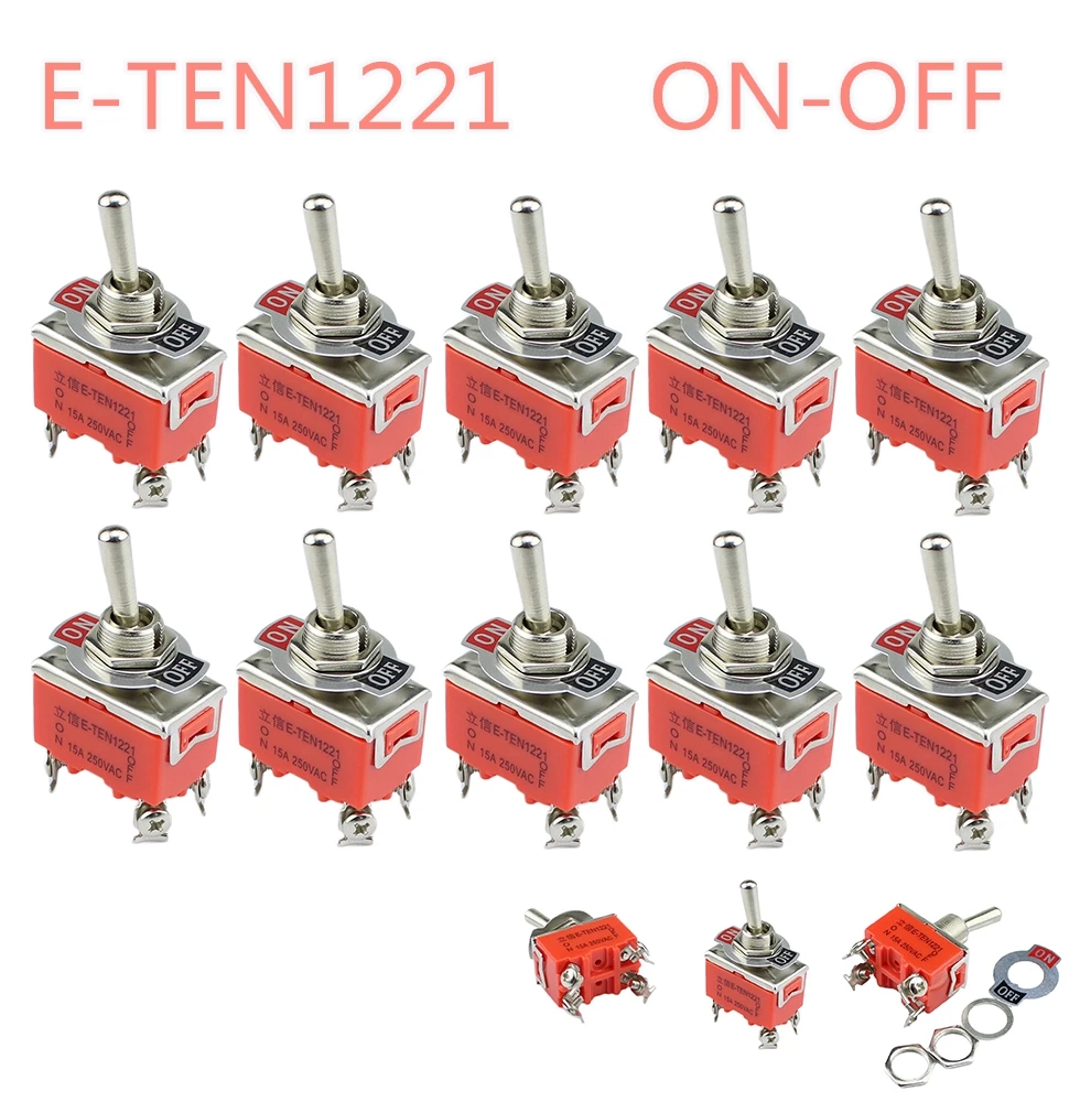 1PCS E-TEN1221 15A 250VAC 4PIN ON-OFF Toggle switch Rocker switch The power switch micro switch orange