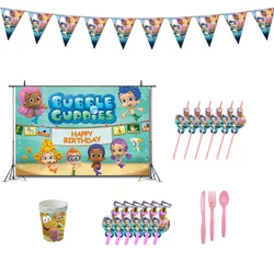 Bubble Guppies Birthday Party Decorations Serie Farm Animal TV Show Theme Favors Supplys Banner Cups Straws for Toddlers