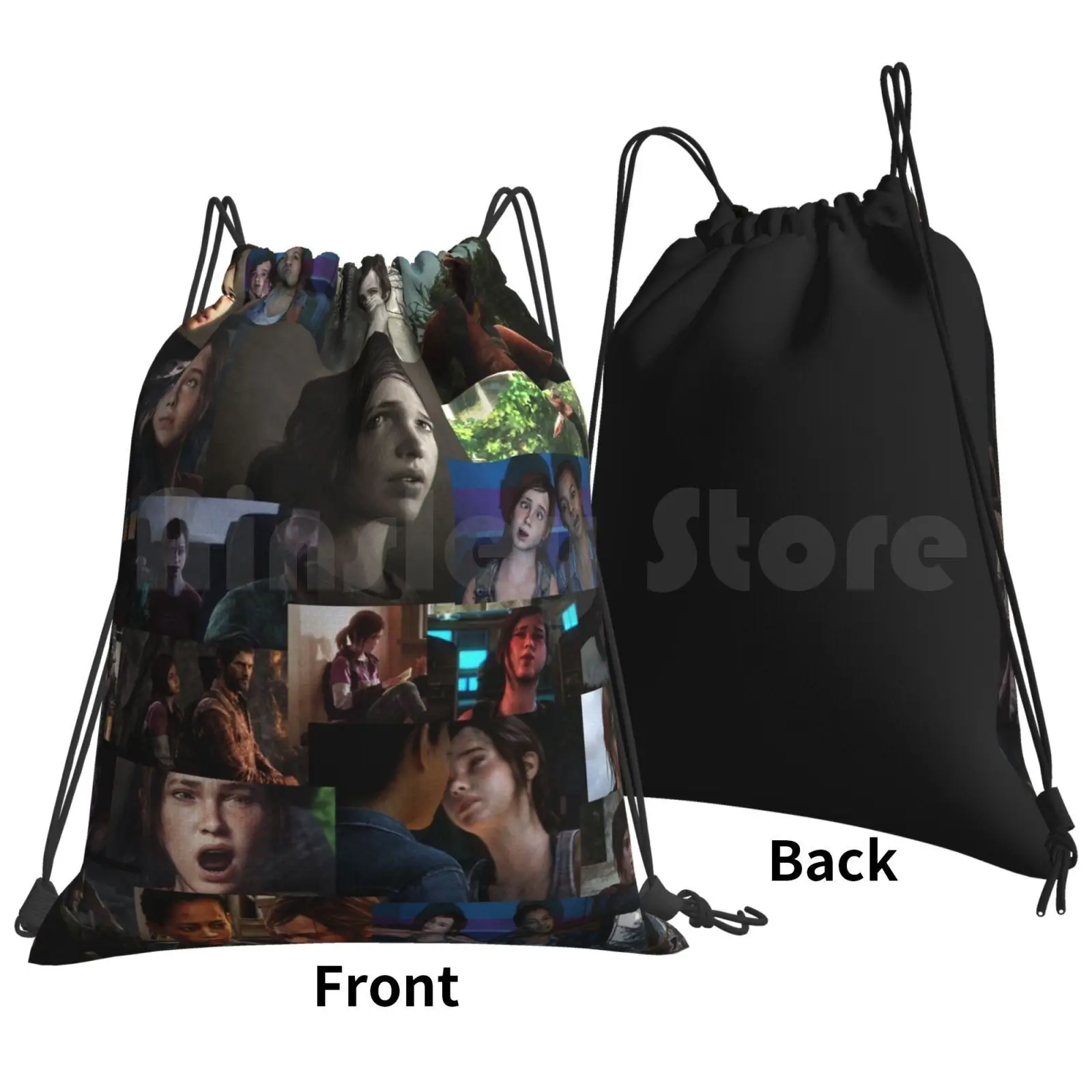 Ellie Collage Backpack Drawstring Bag Riding Climbing Gym Bag Tlou The Last Of Us Ellie Joel Gaming Naughty Dog Cool