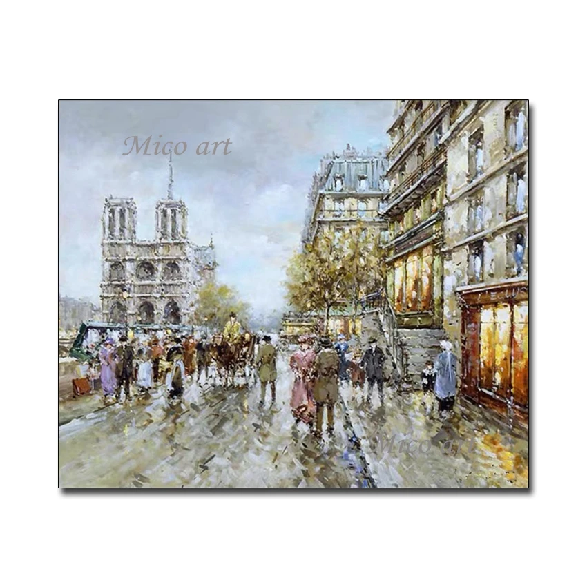 

Hand-painted Paris Street Scene Abstract New Canvas Oil Painting Wall Decor Art Unframed Acrylic Landscape Paintings Artwork