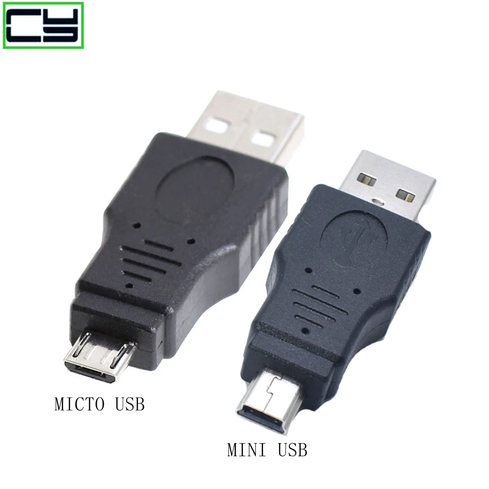 2pcs New mobile phone USB2.0 revolution micro USB V8 to Mini USB V3 male adapter extension