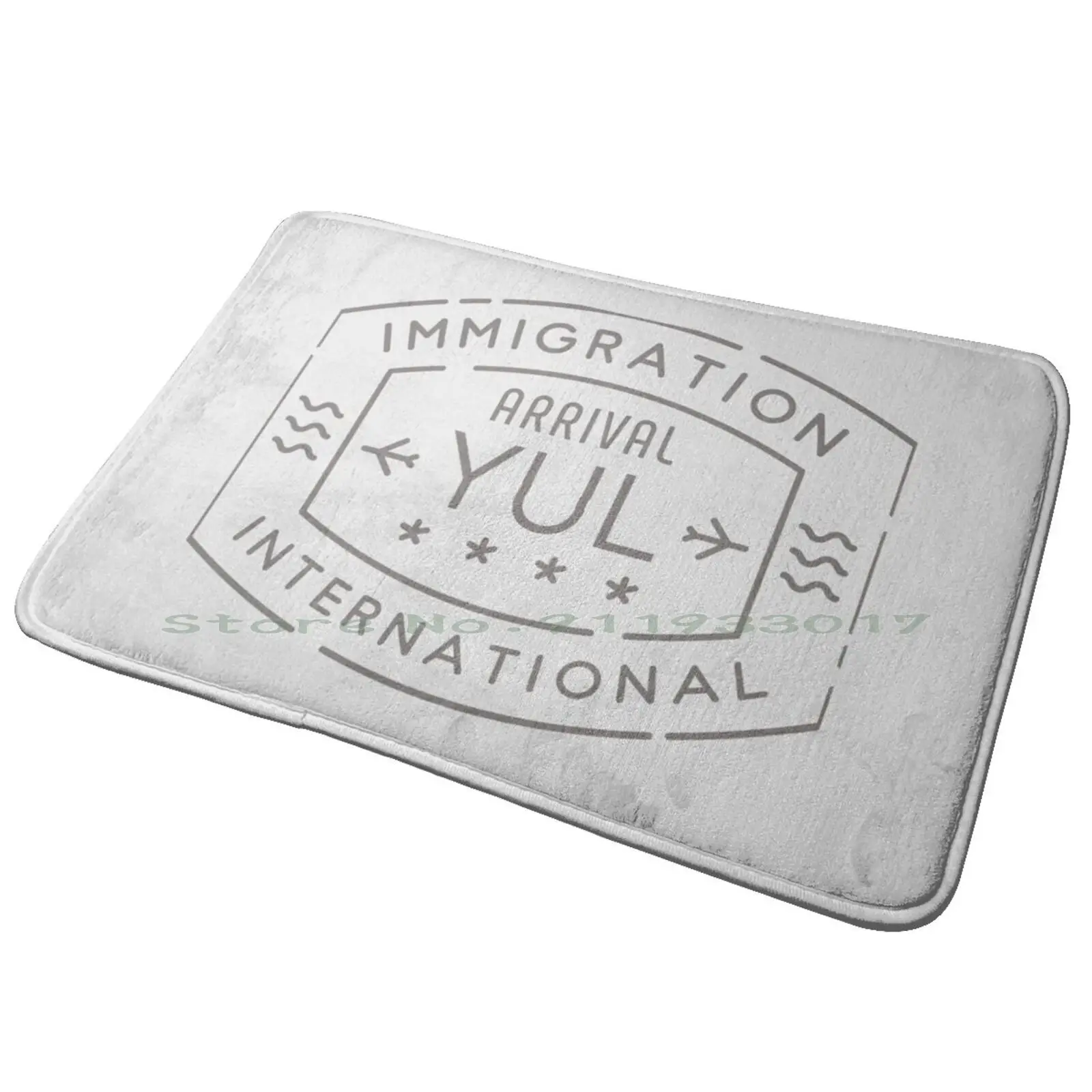 Yul , Montreal , Quebec , Canada , Airport Immigration International Arrival Passport Stamp Entrance Door Mat Bath Mat Rug