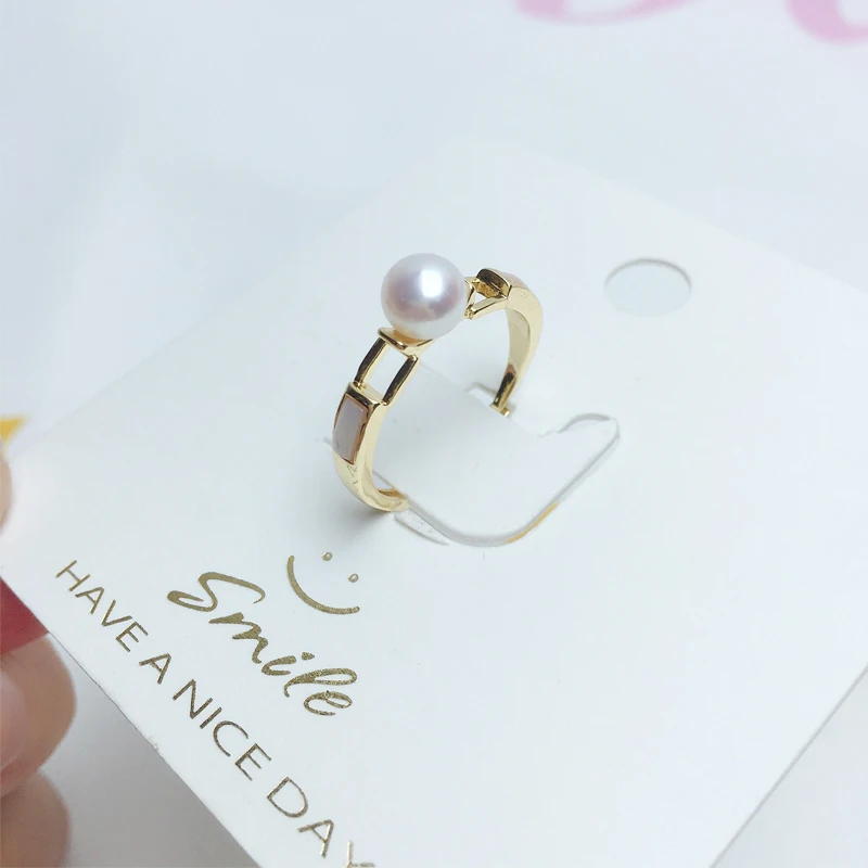 ZHBORUINI Design Ins Natural Freshwater Pearl Ring Simple Small And Exquisite Shell 14K Gold Plated Ring Jewelry For Woman Gift