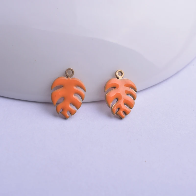 30 Stück 9*13mm beidseitig emaillierte Monstera-Anhänger aus Kupfer, Pflanzenblatt-Anhänger für DIY-Schmuckherstellung – Detail 11