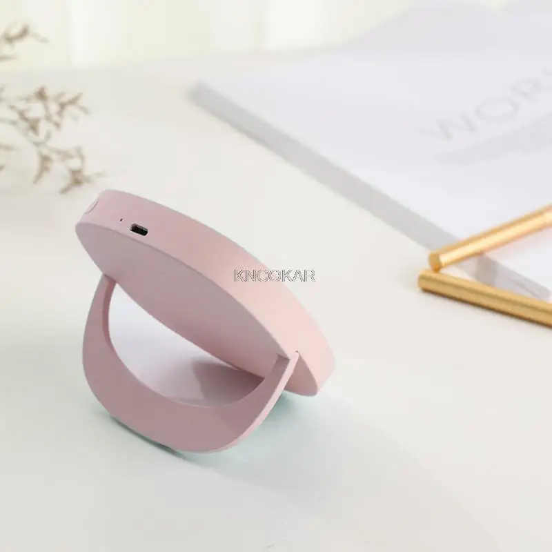 Mini Led Make-Up Spiegel Met Lamp Desktop Draagbare Kleine Spiegel Desktop Opvouwbare Draagbare Spiegel