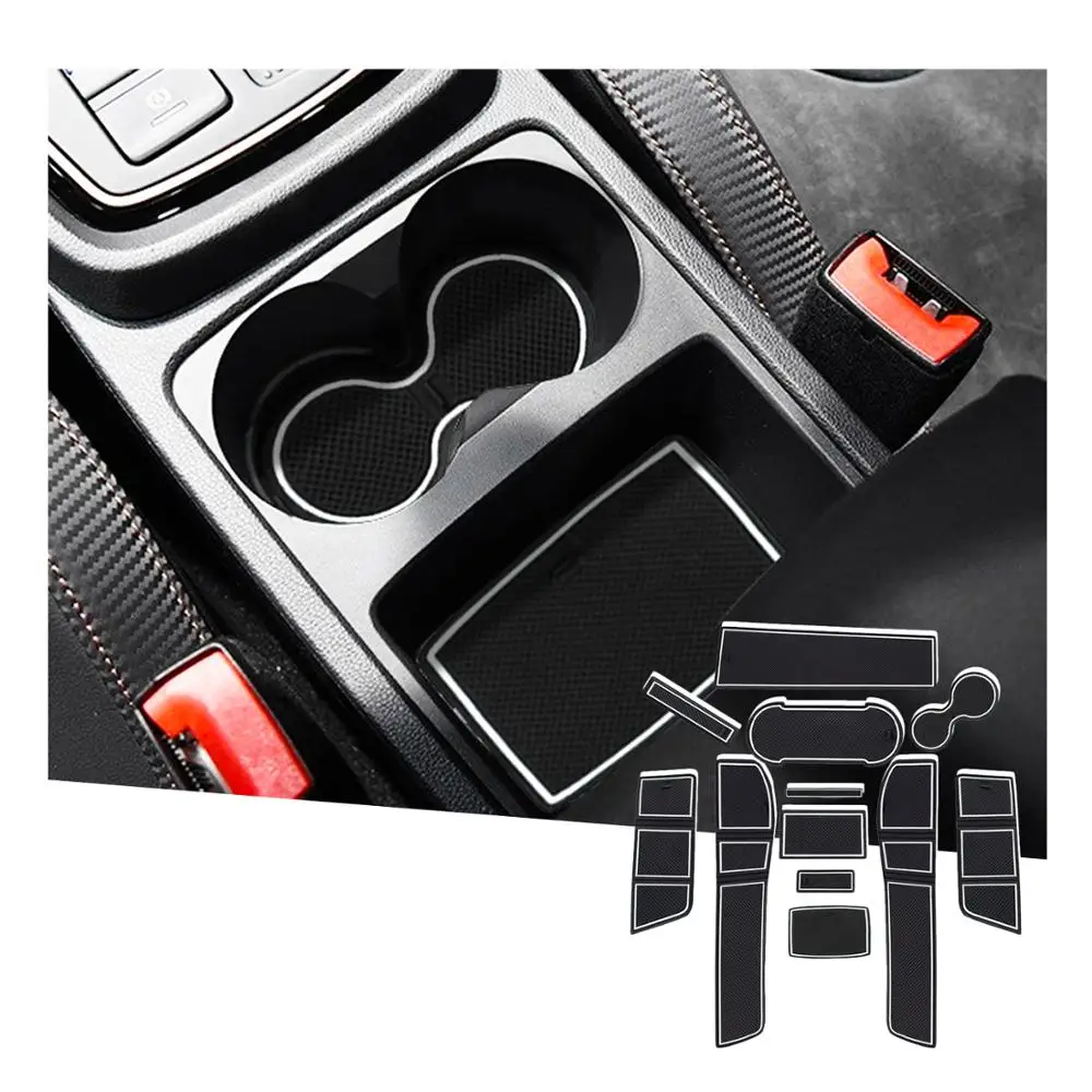 RUIYA Car Gate Slot Pad For Leon Cupra 5F 2017 2018 2019 Vehicle Anti-Slip Dust-Proof Door Groove Mat Car Interior Accessories