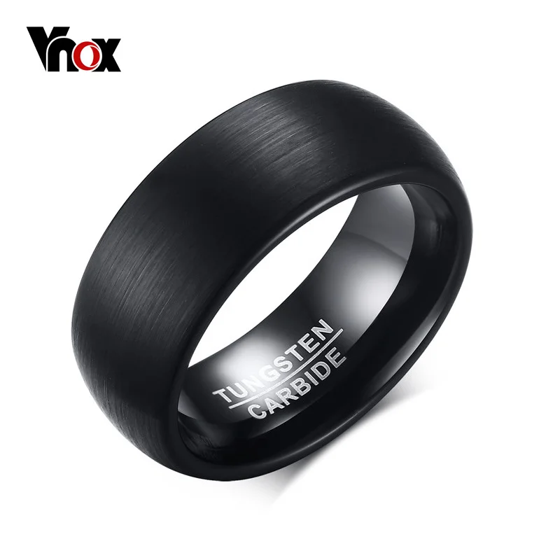 Vnox 8mm Tungsten Carbide Wedding Band Ring for Men Black Color Not Ccratch