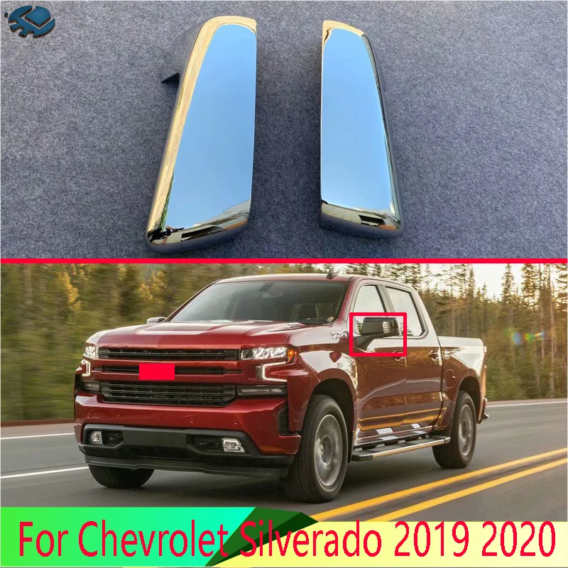 For Chevrolet Silverado 2019 2020 Car Accessories ABS Chrome Door Side Mirror Cover Trim Rear View Cap Overlay Molding Garnish