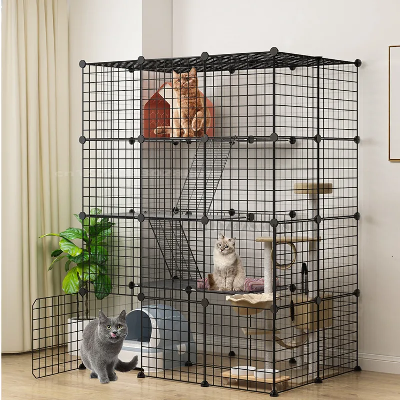 DIY Pet Cat Cage Large Indoor Large Indoor House Outdoor Large Cat House Villa Multi Door & Window Folding Detachable Large Hous