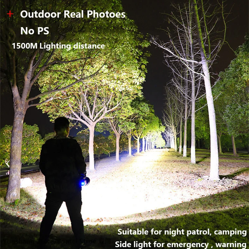 500000LM 1500M Lonag Range 100W Most Powerful LED Flashligh Portable Spotlights USB Recharge Searchlight  Outdoor Tactical Torch