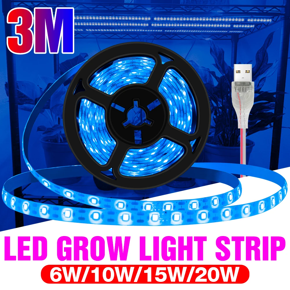 CanLing Full Spectrum LED Grow Light Strip Waterproof Plant Lamp USB Flower Seedling LED Hydroponic Growth Light Tape Phyto Lamp