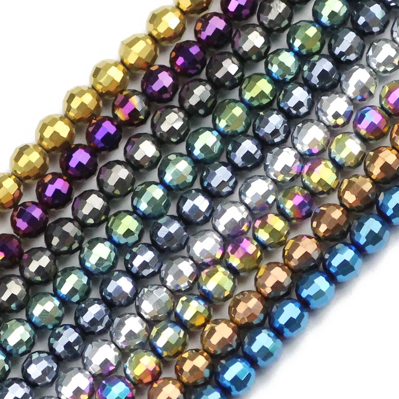 JHNBY 96 Faceted Football Austrian crystal beads 50pcs 6mm plated color Round Loose bead Jewelry bracelet accessories making DIY