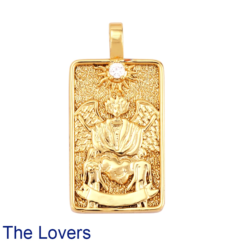 Tarot Karten Charm Anhänger, 2021 Neue 18K Reales Gold Überzogene DIY Schmuck Zubehör für Armbänder Halsketten Machen M06 – Detail 18