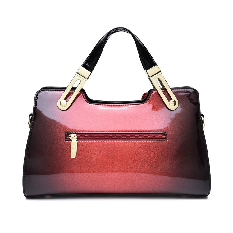 New fashion trend top handle bag patent leather women\'s messenger bag flowers decoration leather shoulder handbag famous brand