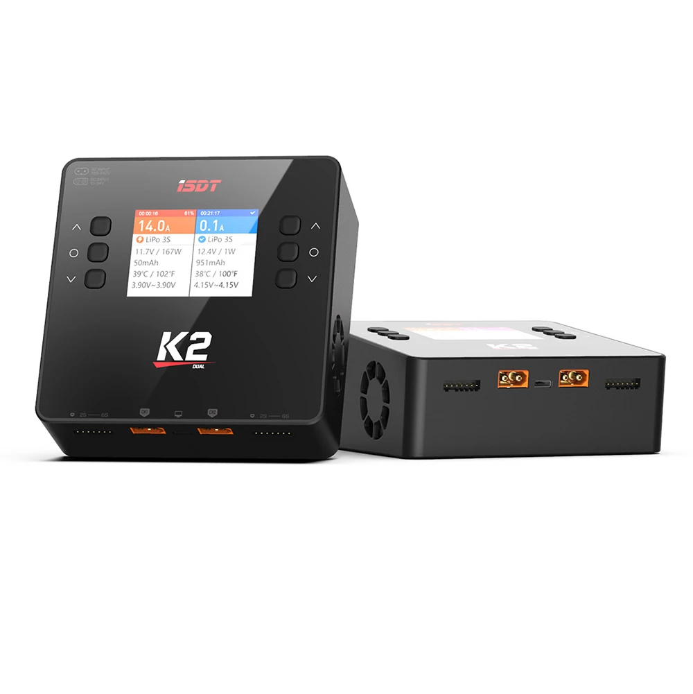 ISDT K2 AC 200W DC 500Wx2 20A Dual Channel Balance Lipo Charger Discharger For Lipo NiMh Pb Battery