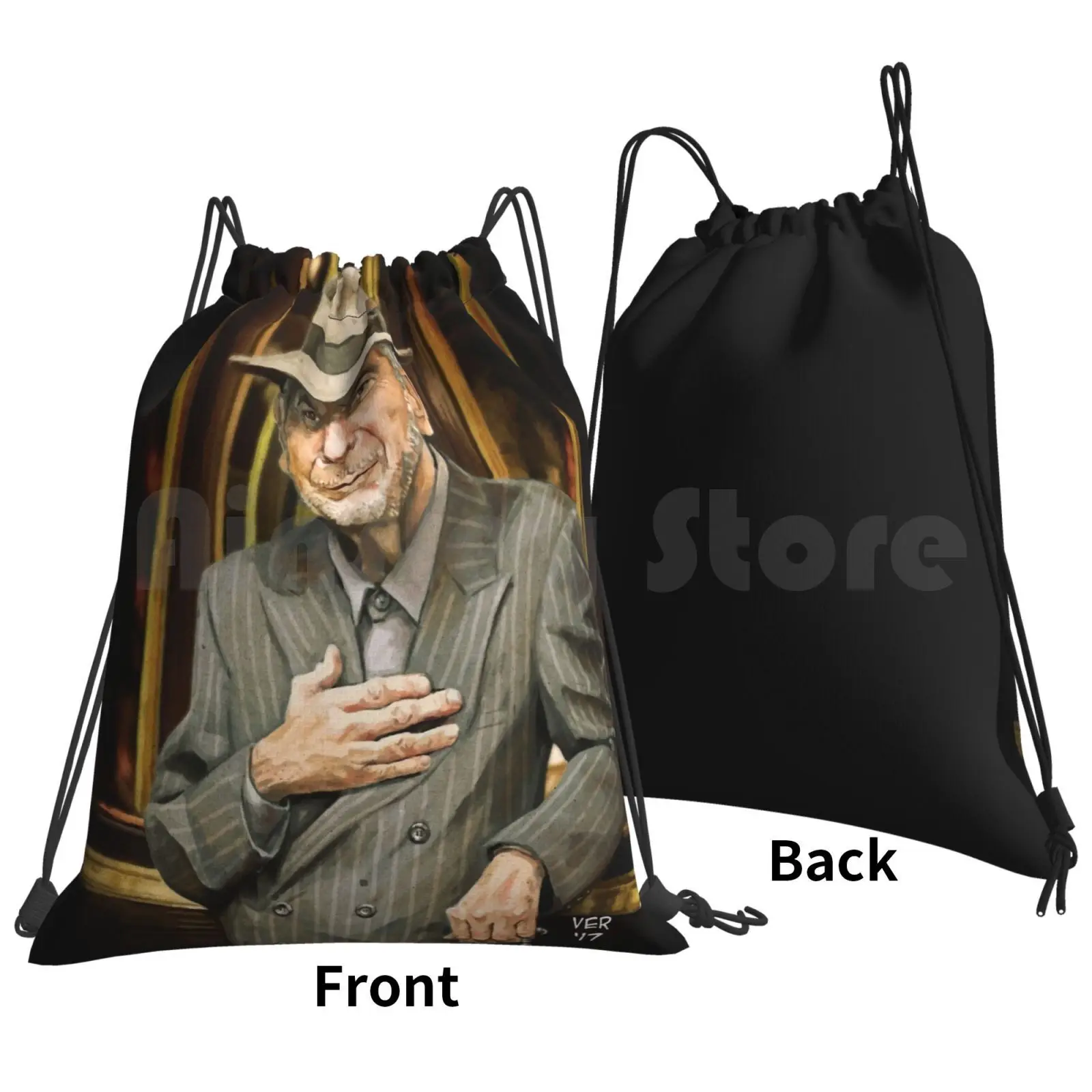 Leonard Cohen Backpack Drawstring Bag Riding Climbing Gym Bag Leonard Cohen Cohen Music Photoshop Portait Singer Poetry