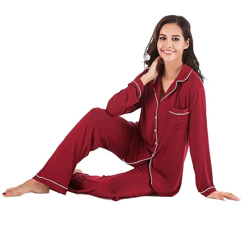 Newly Pajama Sets For Women Autumn Winter Fashion Home Indoor Casual Long Sleeve Tops With Trousers Sleepwear Kit Pyjama Femme