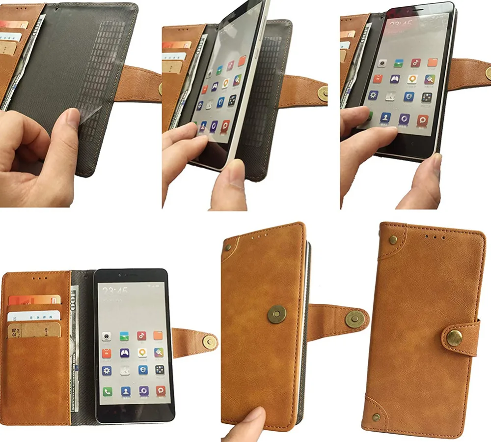 Genuine Leather Wallet Case for Gigaset, GS100, GS110, GS185, GS190, GS195, GS280, GS290, GS80, GS270, GS370 Plus, GS180, GX290