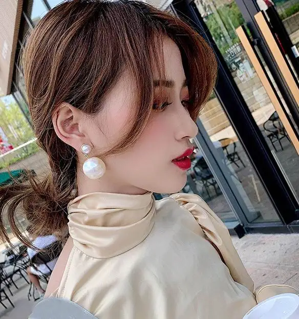 Pearl Earrings Etrendy New Style Female Jewelry All Match Simple Korean Brincos Wholesale Birthday Gifts For Girlfriend