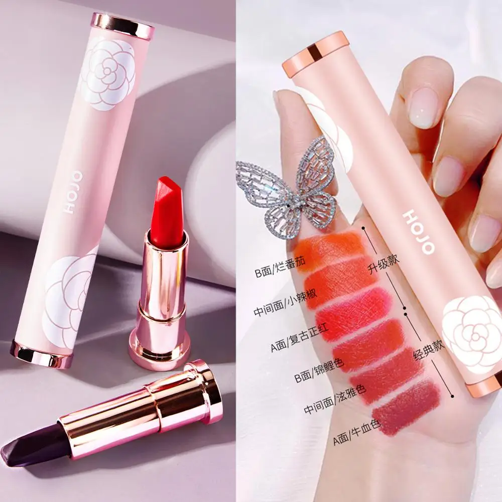 Pink Flower Six Color Lipstick Velvet Texture Matte Easy to Wear Long Lasting Moisture Smooth Makeup Double-head Mousse Lipstick