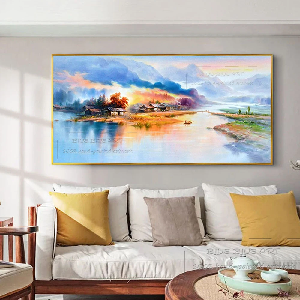 Professional Artist Hand-painted Chinese Natural Scenery Oil Painting on Canvas Dream Colors Abstract Landscape Oil Painting