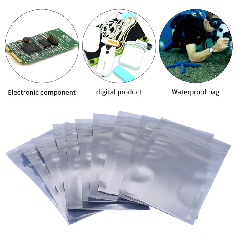 20pcs Antistatic Aluminum Storage Bag Ziplock Bags Resealable Anti Static Pouch For Electronic Accessories Package Bags