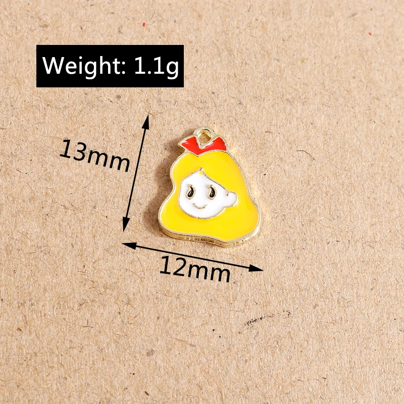 10 Stück süße Emaille-Prinzessin-Mädchen-Charms-Anhänger für Schmuckherstellung, Halskette, Ohrringe, Armband, DIY-Zubehör, Zubehör – Detail 1