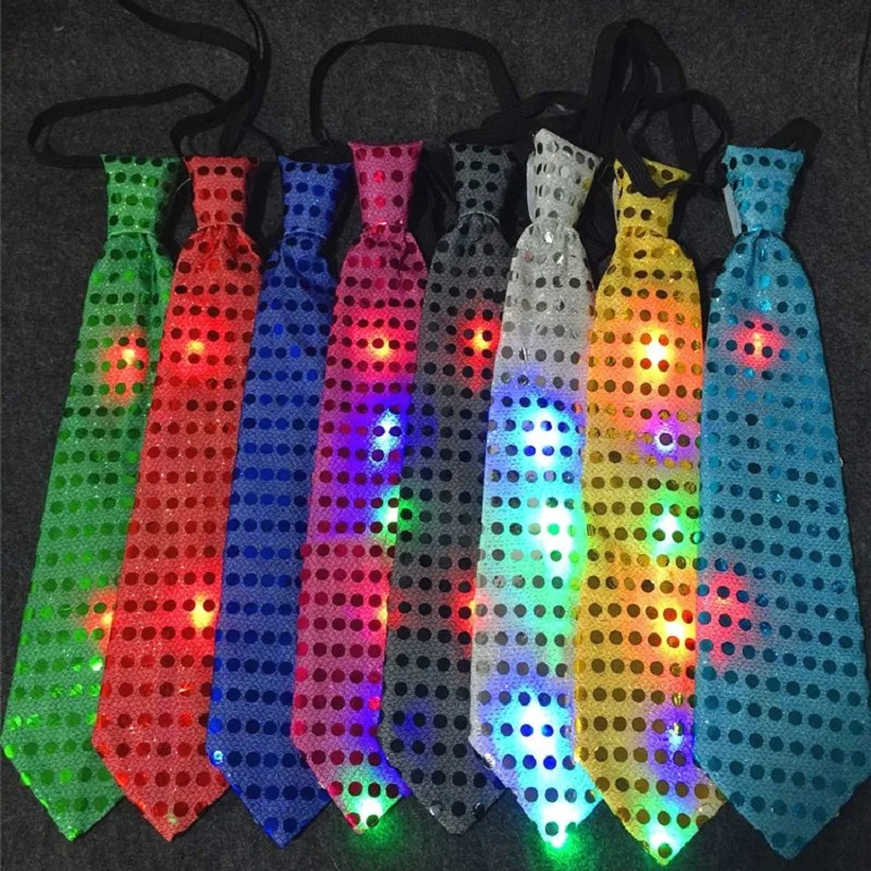 Mens Boys Bowtie LED Flashing Light Up Sequin Necktie Club Bar Christmas Party Women Bow Tie Wedding Ties Holiday Gift Color