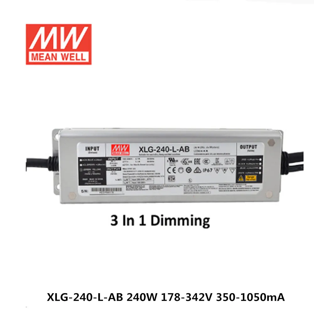 Taiwan MEAN WELL Xlg-240 H L M Series 750mA 1400mA 4900mA Power Supply 240W Constant Power Waterproof Adjustable PFC Driver