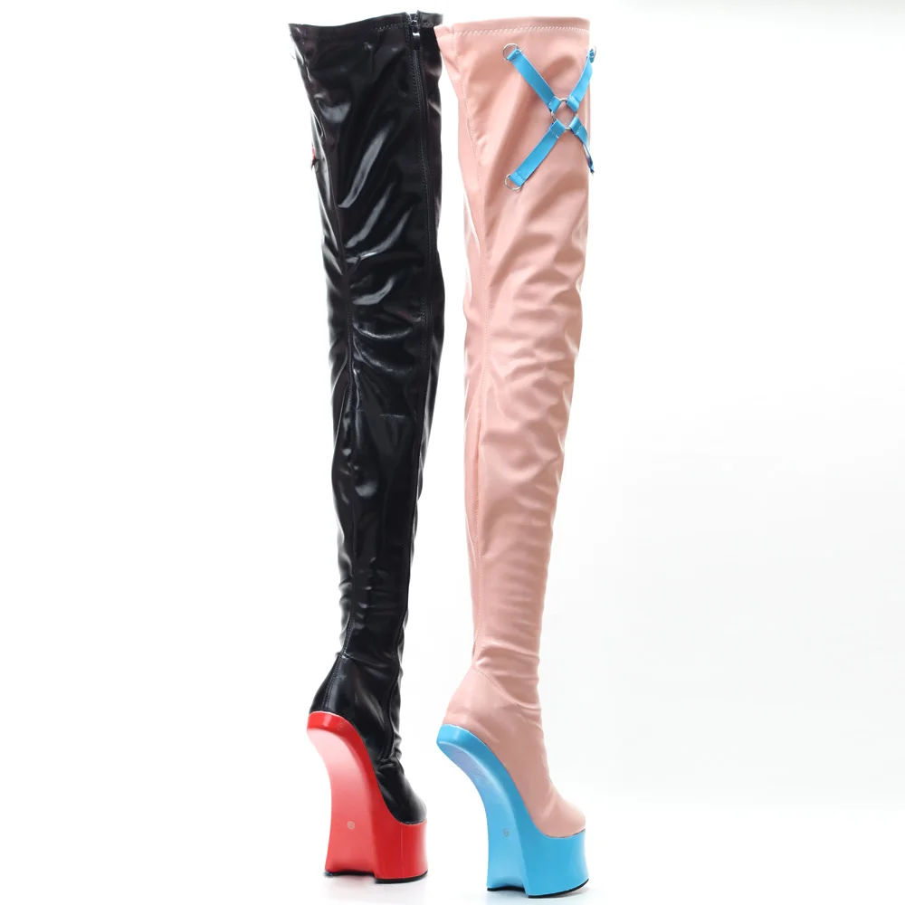 JIALUOWEI New Product 7inch High Heel Ponyplay Fetish Hoof Thigh High Boots