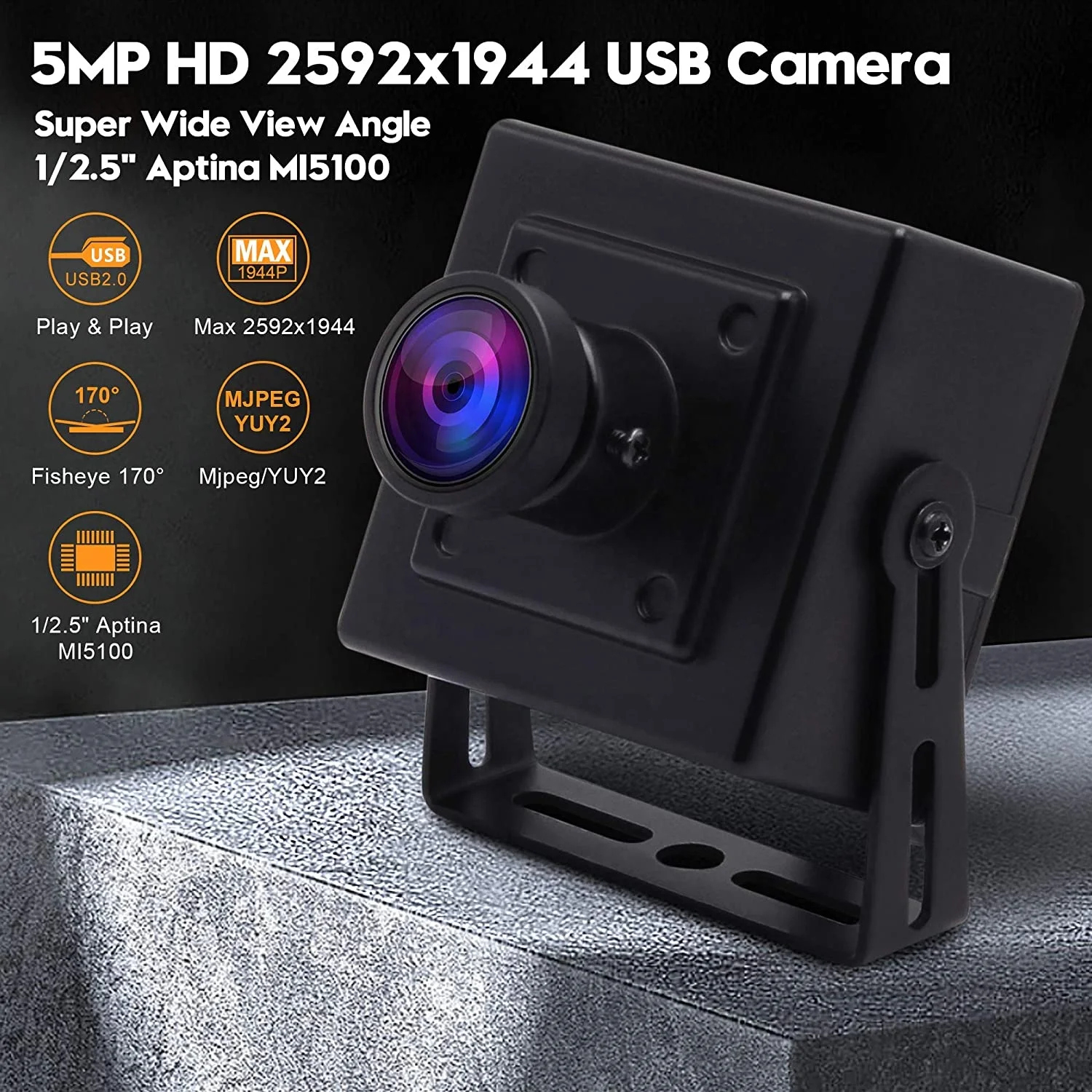 Free driver 5MP Aptina Sensor wide angle 170 degree fisheye micro usb camera for android tv box ELP-USB500W05G-BL170