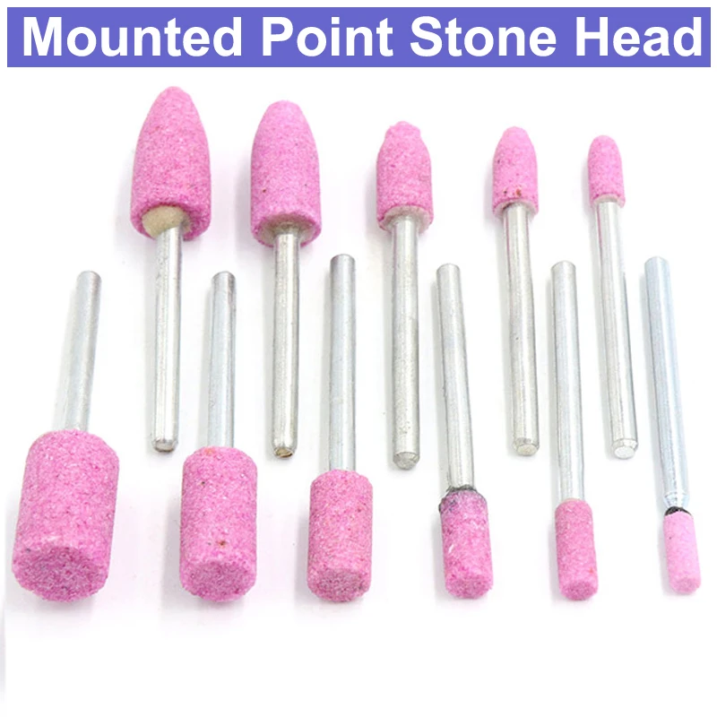 10Pcs Polishing Head Wheel Abrasive Mounted Stone Points Electric Grinder for Dremel Rotary Tool