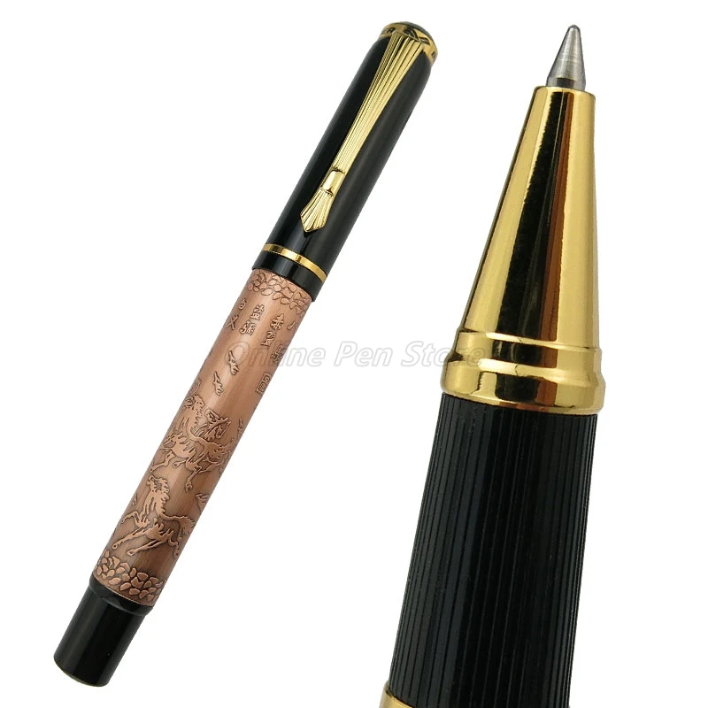 

Baoer 507 Metal Ancient Red Bronze Eight Running Horses Roller Ball Pens Office School Writing Gift Pen Accessory