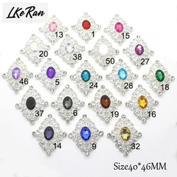New Fashion 10Pcs 40*46mm Metal Acrylic Crystal Rhinestone Buttons For Craft Embellishment Diy Clothing Decorative Accessories