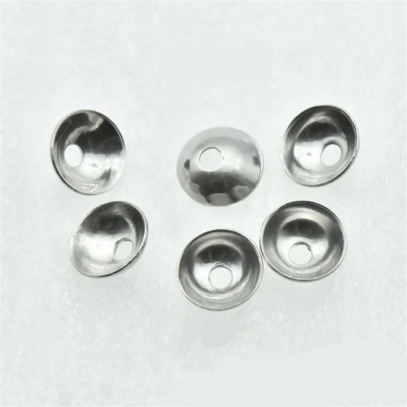 4 5 6 8 10mm Round Smooth Stainless Steel Beads Caps For Jewelry Making 50Pcs/Lot