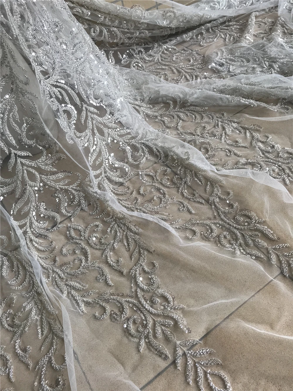 

African Lace Fabric with beads S-5288817 High Quality Embroidery French Tulle Lace Fabric Nigerian Lace Fabric For Wedding Party